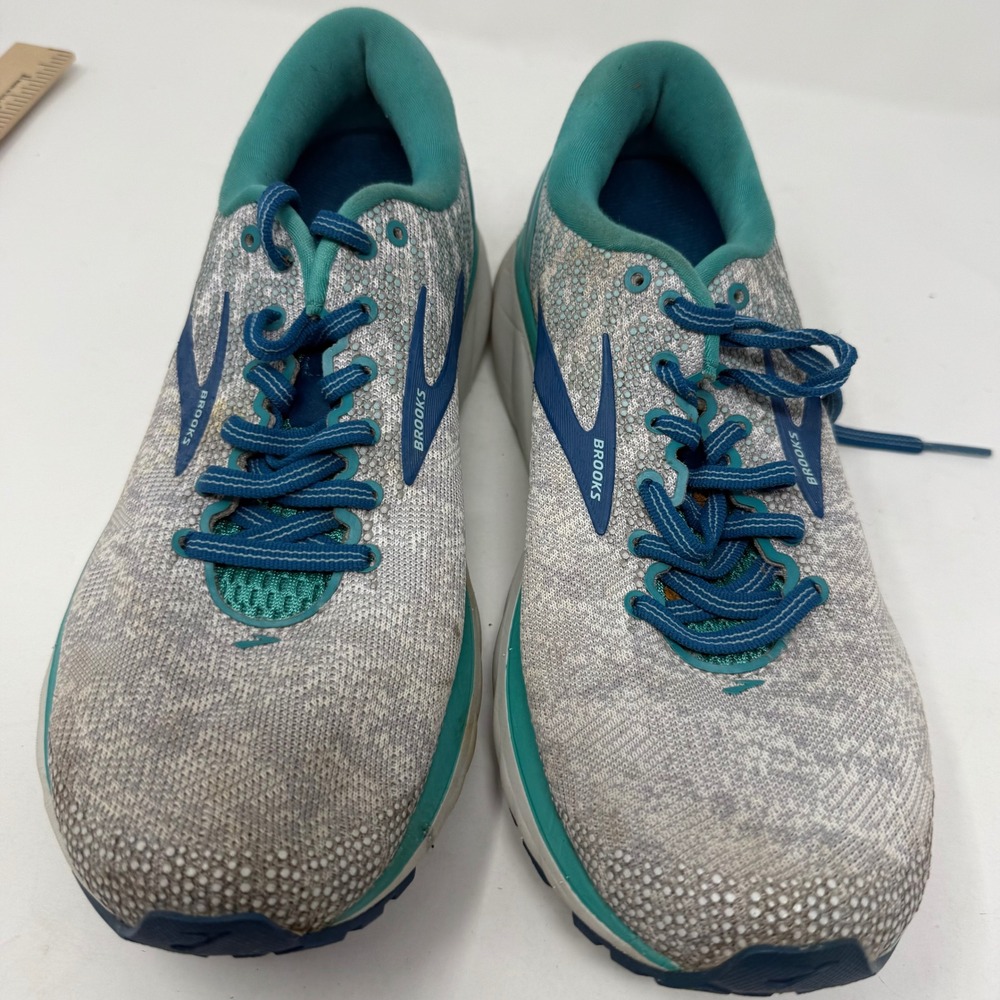 Brooks Ghost 11 Womens Running Shoes Grey Teal Blue 1202771B118 Size 9 - Picture 2 of 10